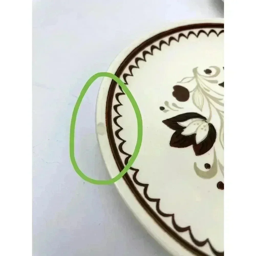 VTG Set of 6 1970's Floral Dessert Plate Brown‎ Tan Flowers 6